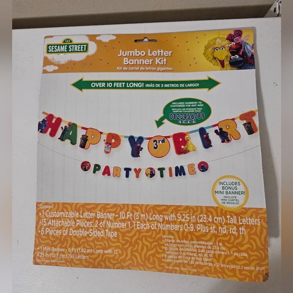 Sesame Street Ribbon Happy Birthday Add-an-Age Letter Banner NIP